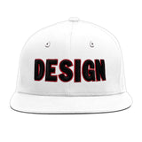 Custom White Pink 3D Puff Embroidery Flat Embroidery Casual Sport Baseball Cap