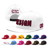 Custom White Pink 3D Puff Embroidery Flat Embroidery Casual Sport Baseball Cap