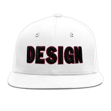 Custom White Pink 3D Puff Embroidery Flat Embroidery Casual Sport Baseball Cap