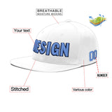 Custom White Light Blue-Navy 3D Puff Embroidery Flat Embroidery Casual Sport Baseball Cap