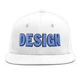 Custom White Light Blue-Navy 3D Puff Embroidery Flat Embroidery Casual Sport Baseball Cap