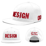 Custom White Light Blue-Navy 3D Puff Embroidery Flat Embroidery Casual Sport Baseball Cap