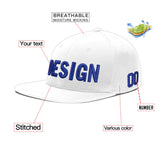 Custom White Light Blue-Navy 3D Puff Embroidery Flat Embroidery Casual Sport Baseball Cap