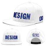 Custom White Light Blue-Navy 3D Puff Embroidery Flat Embroidery Casual Sport Baseball Cap