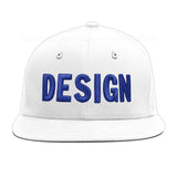 Custom White Light Blue-Navy 3D Puff Embroidery Flat Embroidery Casual Sport Baseball Cap