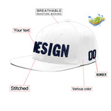 Custom White Light Blue-Navy 3D Puff Embroidery Flat Embroidery Casual Sport Baseball Cap