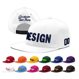 Custom White Light Blue-Navy 3D Puff Embroidery Flat Embroidery Casual Sport Baseball Cap