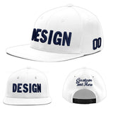Custom White Light Blue-Navy 3D Puff Embroidery Flat Embroidery Casual Sport Baseball Cap