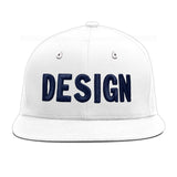 Custom White Light Blue-Navy 3D Puff Embroidery Flat Embroidery Casual Sport Baseball Cap