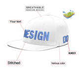 Custom White Light Blue-Navy 3D Puff Embroidery Flat Embroidery Casual Sport Baseball Cap