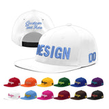 Custom White Light Blue-Navy 3D Puff Embroidery Flat Embroidery Casual Sport Baseball Cap