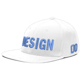 Custom White Light Blue-Navy 3D Puff Embroidery Flat Embroidery Casual Sport Baseball Cap