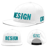 Custom White Light Blue-Navy 3D Puff Embroidery Flat Embroidery Casual Sport Baseball Cap