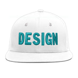 Custom White Light Blue-Navy 3D Puff Embroidery Flat Embroidery Casual Sport Baseball Cap