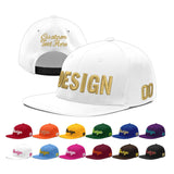 Custom White Light Blue-Navy 3D Puff Embroidery Flat Embroidery Casual Sport Baseball Cap