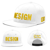 Custom White Light Blue-Navy 3D Puff Embroidery Flat Embroidery Casual Sport Baseball Cap