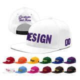 Custom White Light Blue-Navy 3D Puff Embroidery Flat Embroidery Casual Sport Baseball Cap