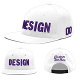 Custom White Light Blue-Navy 3D Puff Embroidery Flat Embroidery Casual Sport Baseball Cap