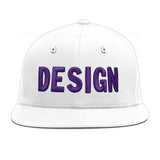 Custom White Light Blue-Navy 3D Puff Embroidery Flat Embroidery Casual Sport Baseball Cap