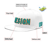 Custom White Light Blue-Navy 3D Puff Embroidery Flat Embroidery Casual Sport Baseball Cap