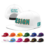 Custom White Light Blue-Navy 3D Puff Embroidery Flat Embroidery Casual Sport Baseball Cap