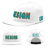 Custom White Light Blue-Navy 3D Puff Embroidery Flat Embroidery Casual Sport Baseball Cap