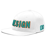 Custom White Light Blue-Navy 3D Puff Embroidery Flat Embroidery Casual Sport Baseball Cap