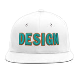Custom White Light Blue-Navy 3D Puff Embroidery Flat Embroidery Casual Sport Baseball Cap