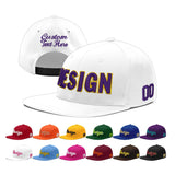 Custom White Light Blue-Navy 3D Puff Embroidery Flat Embroidery Casual Sport Baseball Cap
