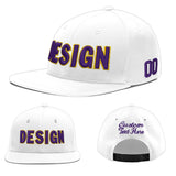 Custom White Light Blue-Navy 3D Puff Embroidery Flat Embroidery Casual Sport Baseball Cap