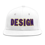 Custom White Light Blue-Navy 3D Puff Embroidery Flat Embroidery Casual Sport Baseball Cap