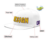 Custom White Light Blue-Navy 3D Puff Embroidery Flat Embroidery Casual Sport Baseball Cap