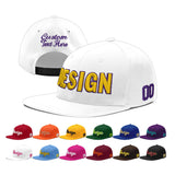 Custom White Light Blue-Navy 3D Puff Embroidery Flat Embroidery Casual Sport Baseball Cap