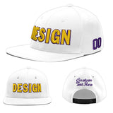 Custom White Light Blue-Navy 3D Puff Embroidery Flat Embroidery Casual Sport Baseball Cap