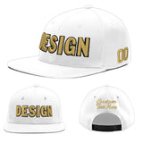 Custom White Light Blue-Navy 3D Puff Embroidery Flat Embroidery Casual Sport Baseball Cap