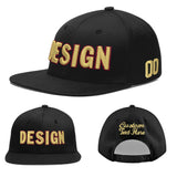 Custom Black 3D Puff Embroidery Flat Embroidery Casual Sport Baseball Cap