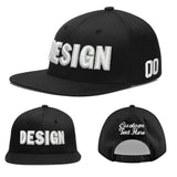 Custom Black 3D Puff Embroidery Flat Embroidery Casual Sport Baseball Cap
