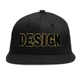 Custom Black 3D Puff Embroidery Flat Embroidery Casual Sport Baseball Cap