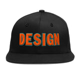 Custom Black 3D Puff Embroidery Flat Embroidery Casual Sport Baseball Cap
