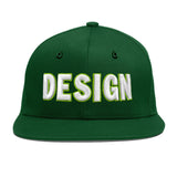 Custom Green Neon Green-White 3D Puff Embroidery Flat Embroidery Casual Sport Baseball Cap