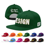 Custom Green Neon Green-White 3D Puff Embroidery Flat Embroidery Casual Sport Baseball Cap