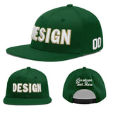 Custom Green Neon Green-White 3D Puff Embroidery Flat Embroidery Casual Sport Baseball Cap