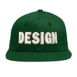 Custom Green Neon Green-White 3D Puff Embroidery Flat Embroidery Casual Sport Baseball Cap