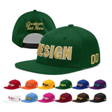 Custom Green Neon Green-White 3D Puff Embroidery Flat Embroidery Casual Sport Baseball Cap