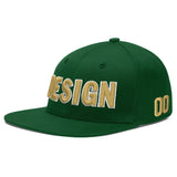 Custom Green Neon Green-White 3D Puff Embroidery Flat Embroidery Casual Sport Baseball Cap