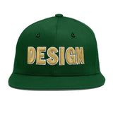 Custom Green Neon Green-White 3D Puff Embroidery Flat Embroidery Casual Sport Baseball Cap