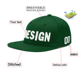 Custom Green Neon Green-White 3D Puff Embroidery Flat Embroidery Casual Sport Baseball Cap