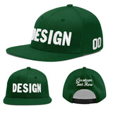 Custom Green Neon Green-White 3D Puff Embroidery Flat Embroidery Casual Sport Baseball Cap