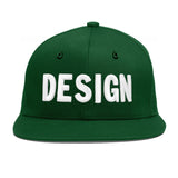 Custom Green Neon Green-White 3D Puff Embroidery Flat Embroidery Casual Sport Baseball Cap