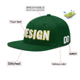 Custom Green Neon Green-White 3D Puff Embroidery Flat Embroidery Casual Sport Baseball Cap